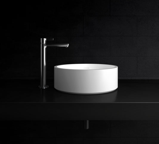 Leila VXA13-360 Benchtop Round Stone Basin with Overflow