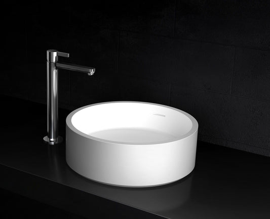 Leila VXA13-360 Benchtop Round Stone Basin with Overflow