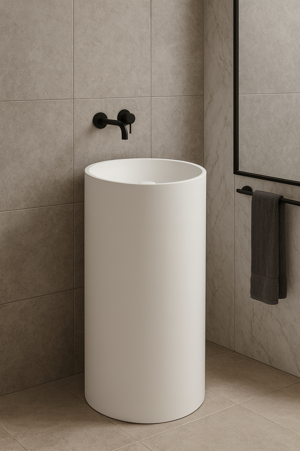 Noor VXA15-430 with CUT OUT Freestanding Round Stone Basin