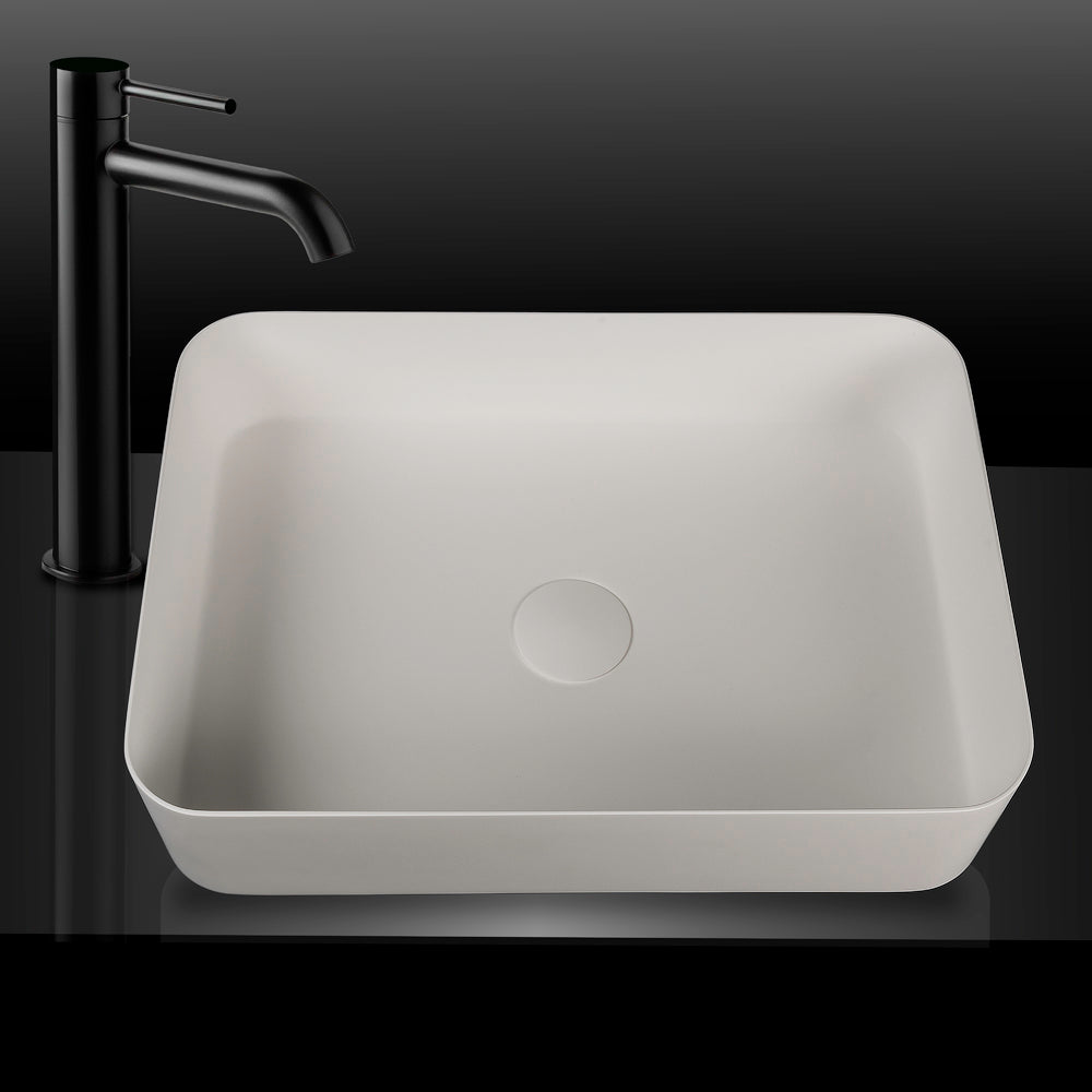 VXA25 Benchtop Rectangular Stone Basin 500mm Matte White