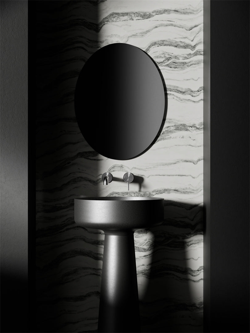 ZEN SS316L WALL BASIN/BATH MIXER SEPARATE BACK PLATE 185/230MM SPOUT BRUSHED NICKEL
