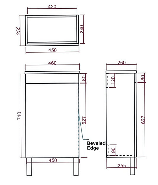 Alpha Mini Floor PVC Vanity with soft closing finger pull door LK-AL42L