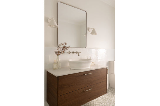 Cambridge 54 x 39 TitanCast Solid Surface Above Counter Basin-Satin Silk White — White & Neutral, Rectangle