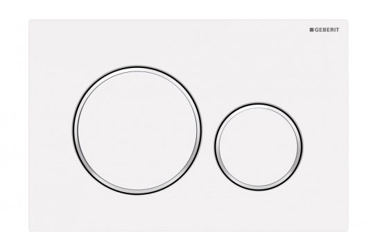 Geberit Matte White Round Sigma 20 Fingerprint Resistant Flush Plate