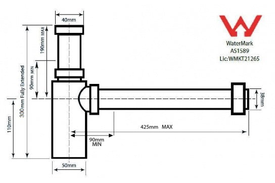 Aurora Adjustable Bottle P Trap - Brushed Nickel