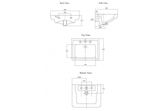 Stafford 58 x 45 Wall Hung Basin