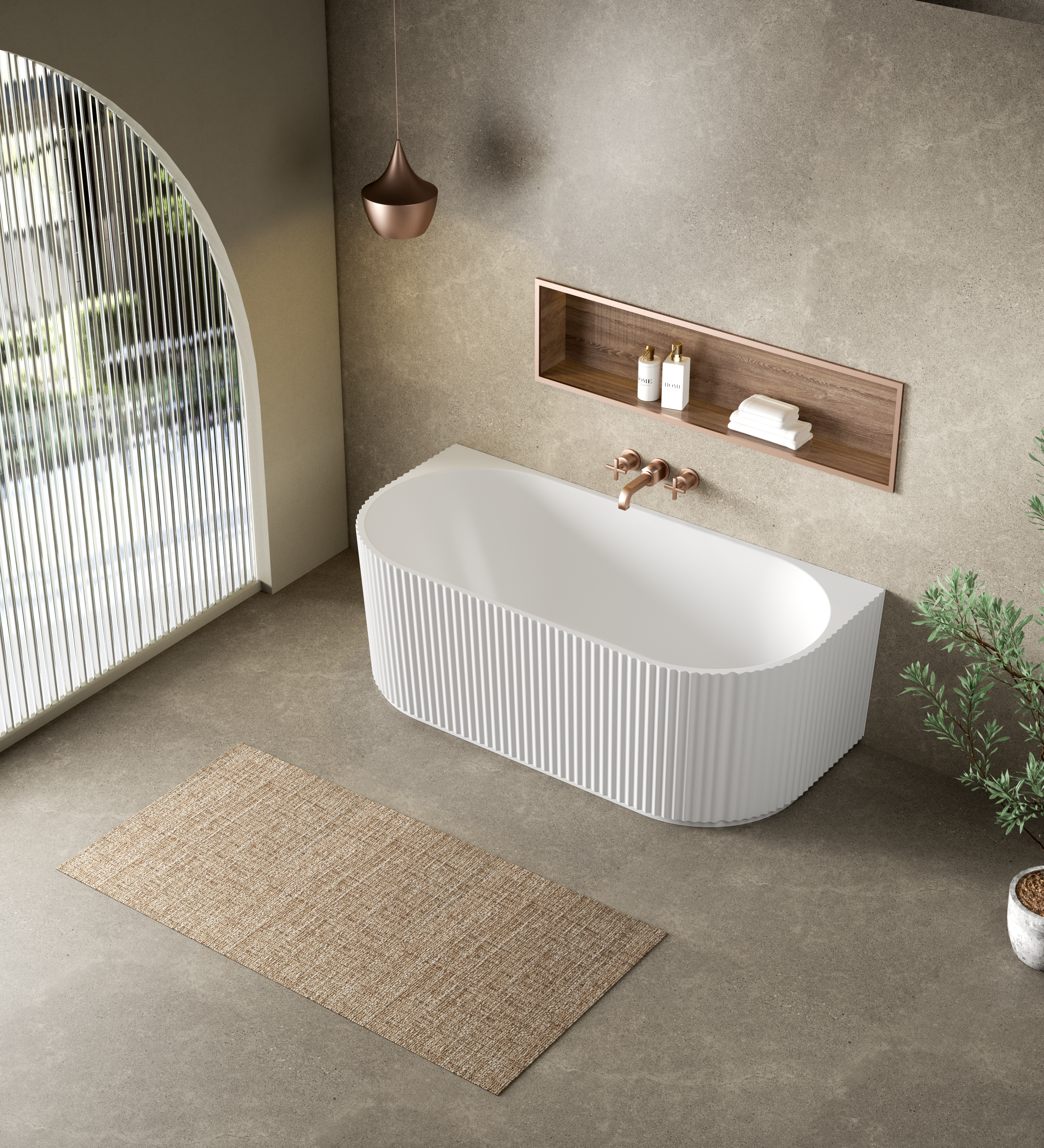 BINGIE Fluted Skirt Back to Wall Bath LK-FBG1500GW/MW