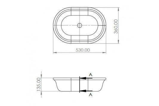 Blanche 53 x 36 TitanCast Solid Surface Above Counter Basin - Gloss White