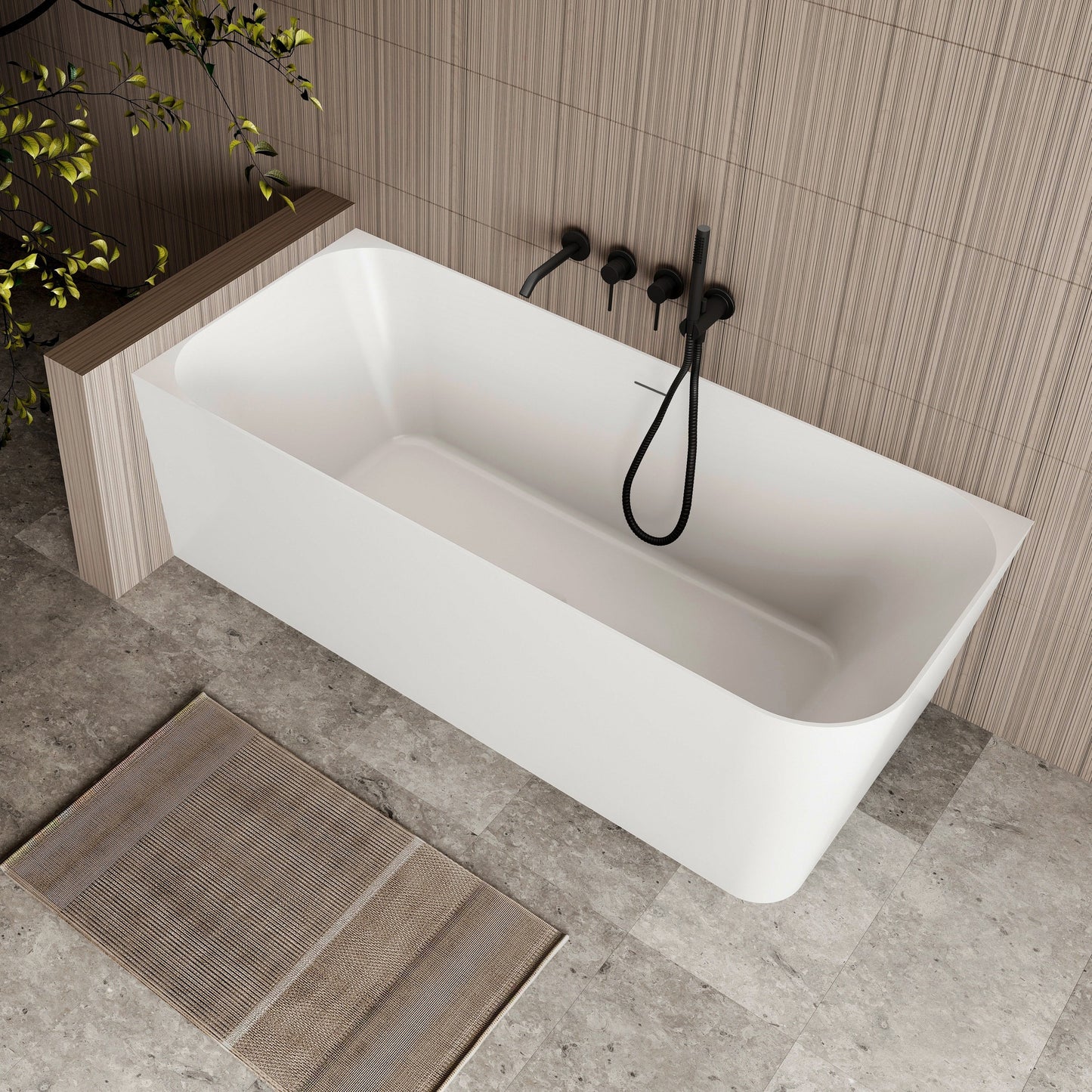 Ashton Corner Back To Wall Bath - Gloss White