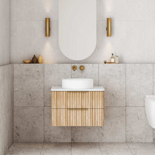 Gravity 600mm Wall Hung Vanity - Natural Oak