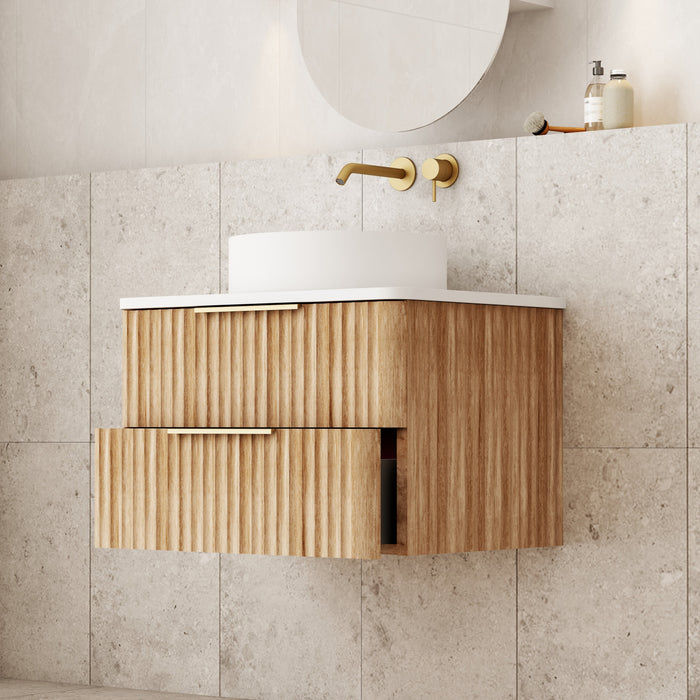 Gravity 600mm Wall Hung Vanity - Natural Walnut