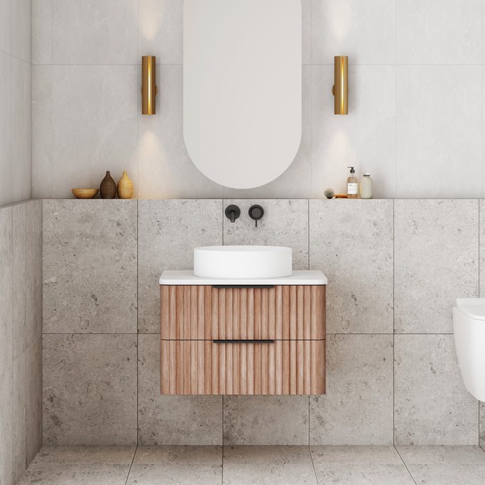 Gravity 600mm Wall Hung Vanity - Natural Walnut