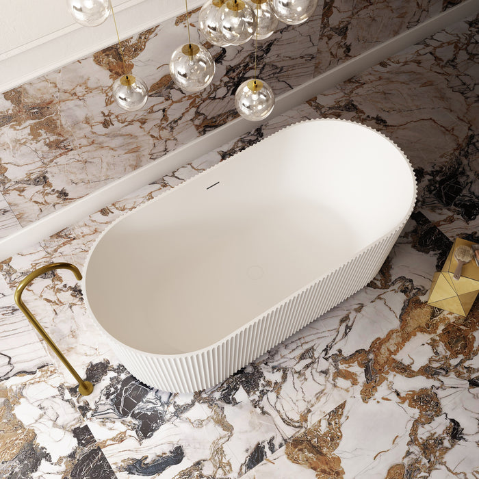 V-Groove Round Bath Matte White
