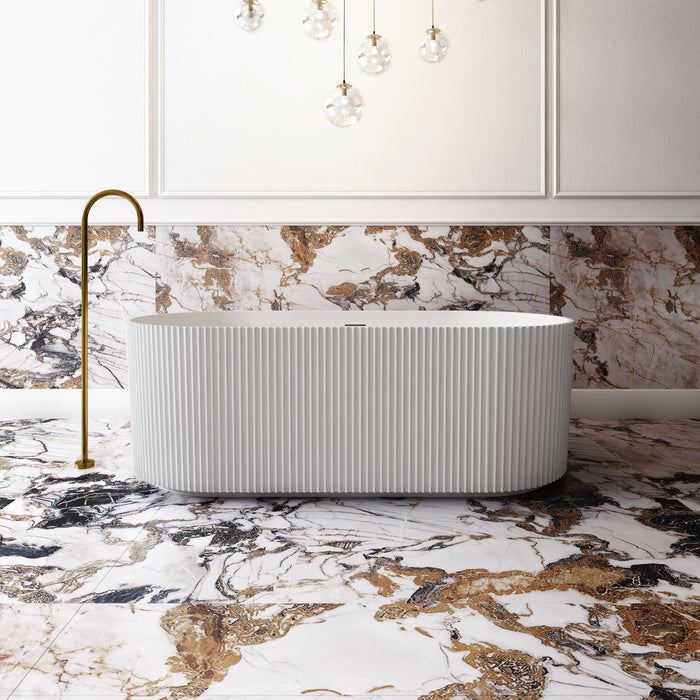 V-Groove Round Bath Matte White