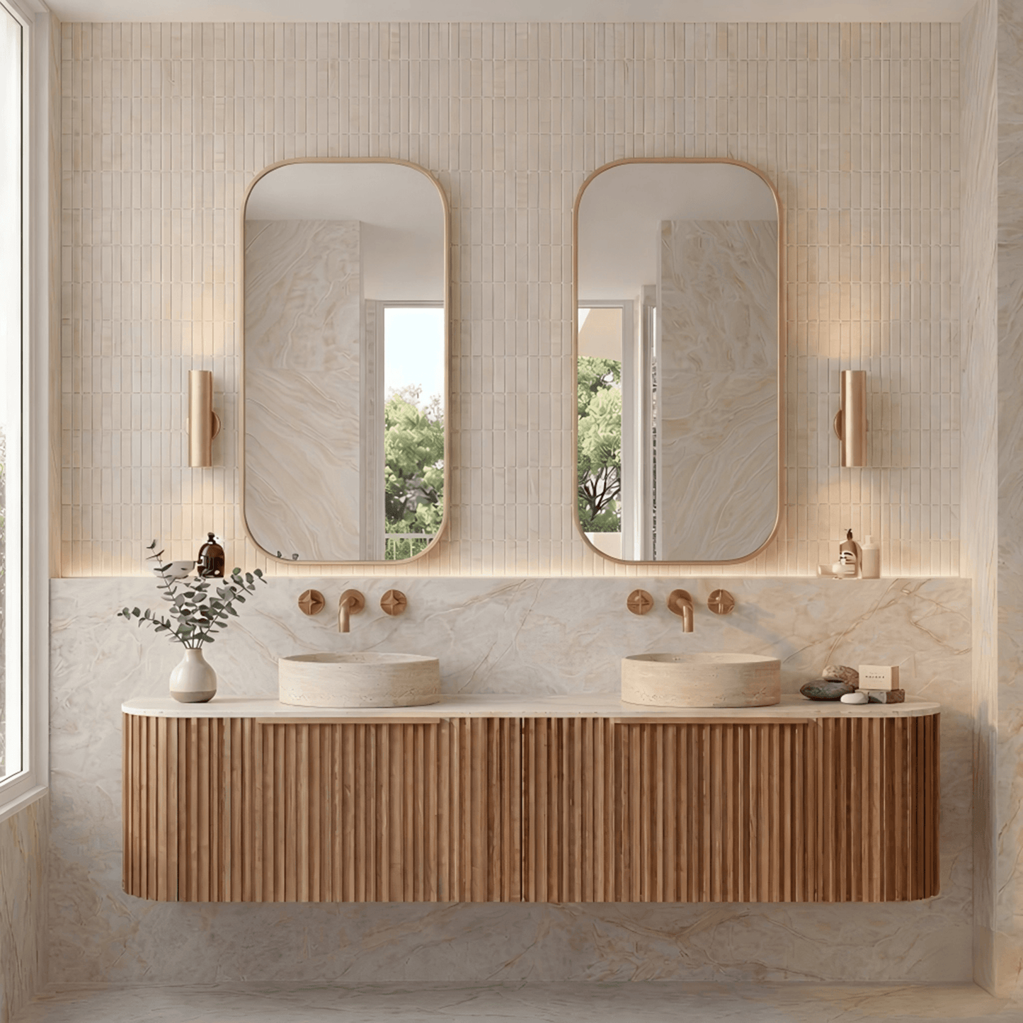 Rec 450mm Framed Shaving Cabinet | Brushed Gold