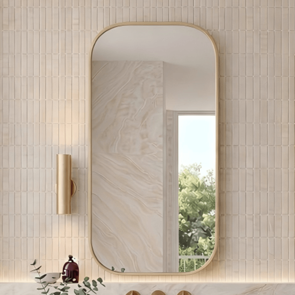 Rec 450mm Framed Shaving Cabinet | Brushed Gold