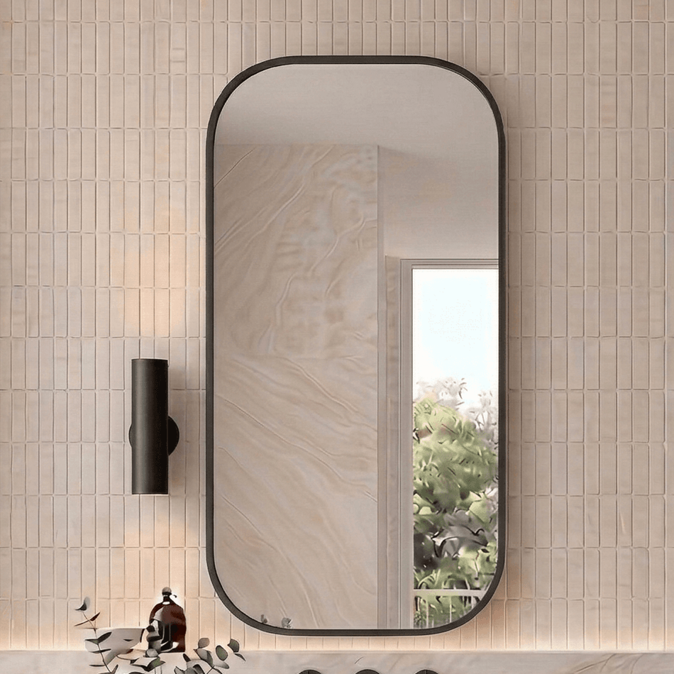 Rec 450mm Framed Shaving Cabinet | Matte Black