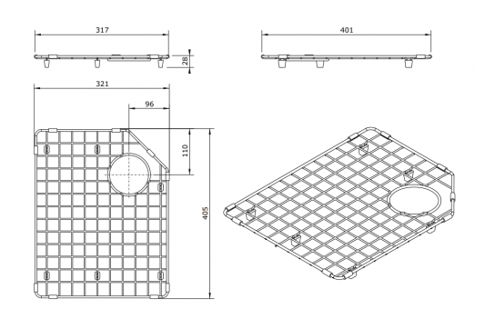Chester Sink Grid- Left Hand Side — Sink Accessories