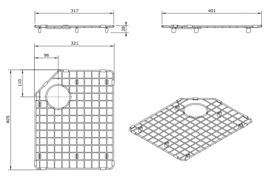 Chester Sink Grid - Right Hand Side