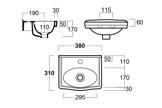 Claremont 38 x 31 Wall Hung Basin