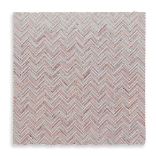 Clovelly Rosado Limestone Herringbone Mini Mosaic Tile — Pink, Limestone, Stone