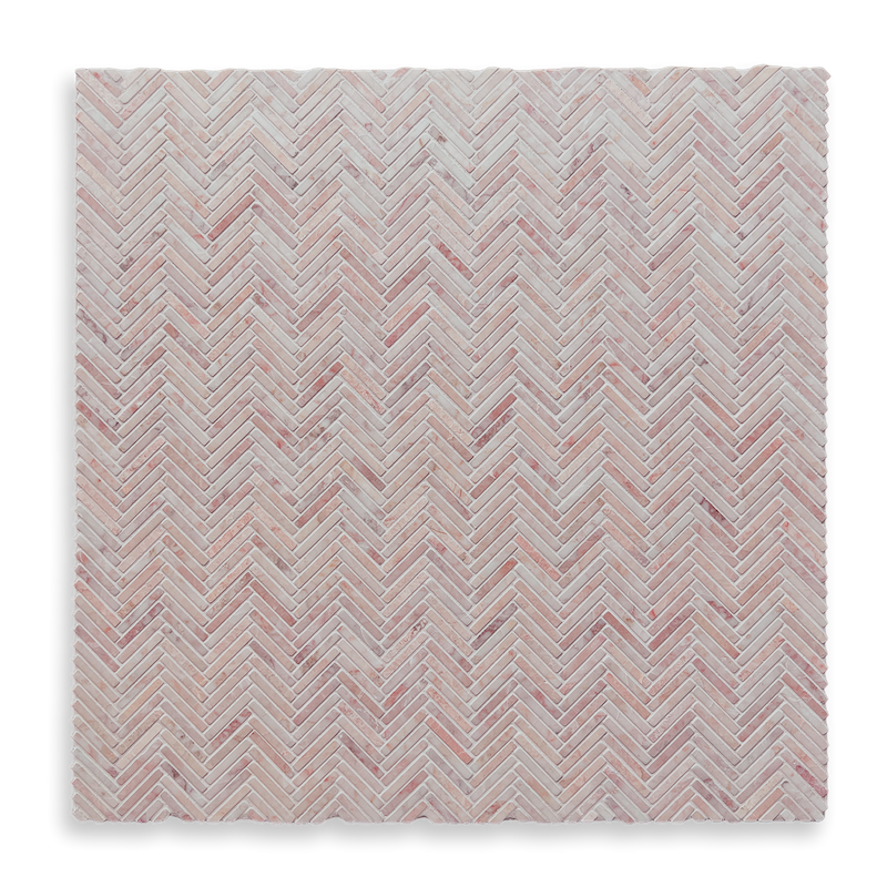 Clovelly Rosado Limestone Herringbone Mini Mosaic Tile — Pink, Limestone, Stone