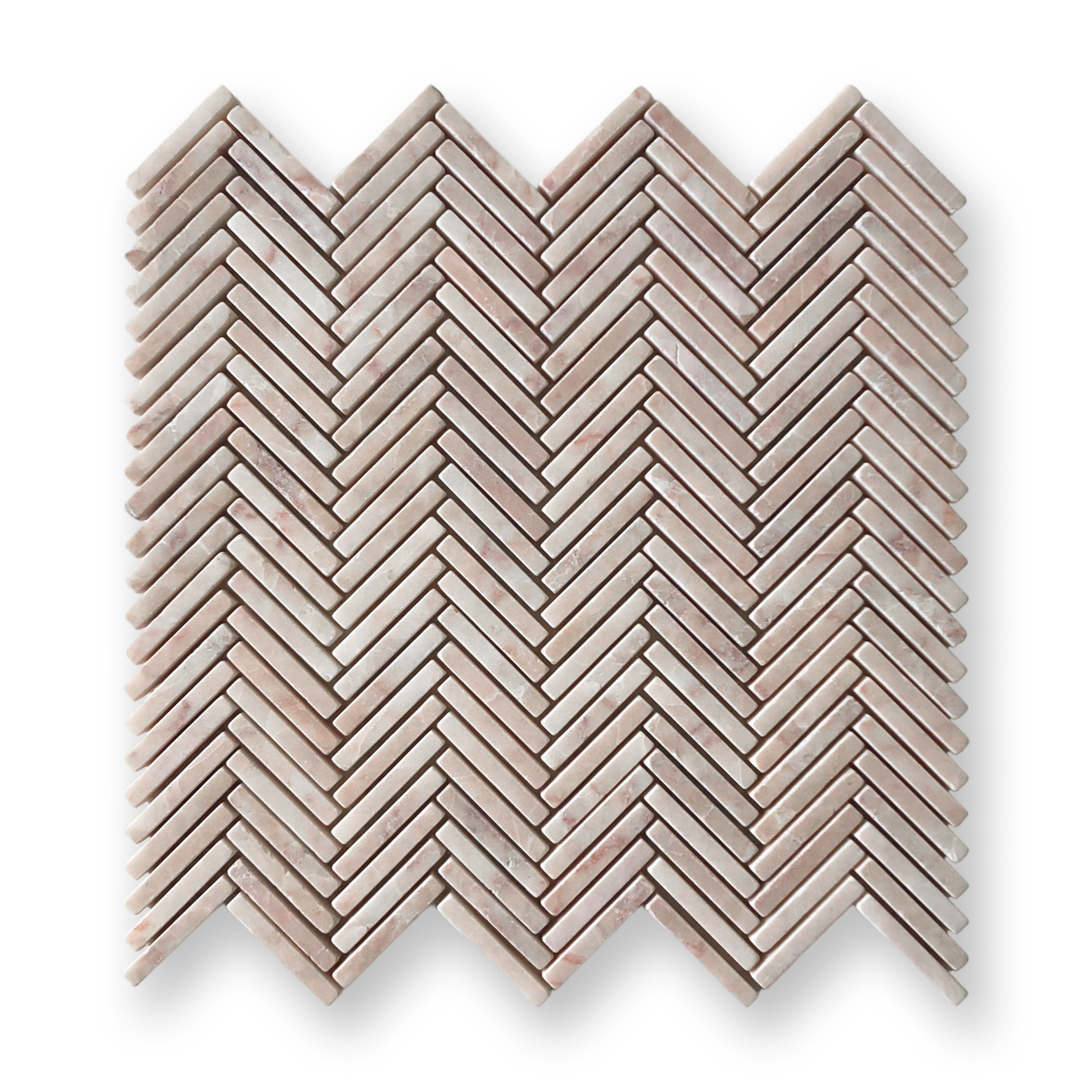 Clovelly Rosado Limestone Herringbone Mini Mosaic Tile — Pink, Limestone, Stone