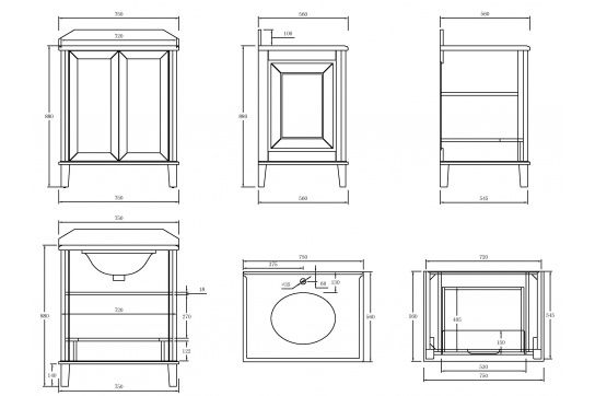 Coventry 75 x 55 Satin White Vanity with Real Marble Top & Ceramic Undercounter Basin