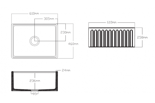 Cove 60 Fireclay Butler Sink