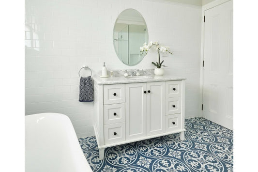Coventry 120 x 55 Single Bowl Satin White Vanity with Real Marble Top & Ceramic Undercounter Basin