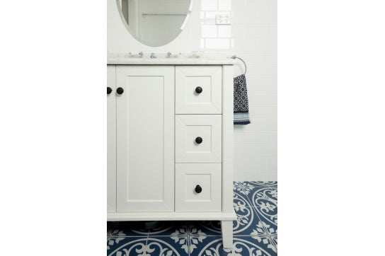 Coventry 90 x 55 Satin White Vanity with Real Marble Top & Ceramic Undercounter Basin