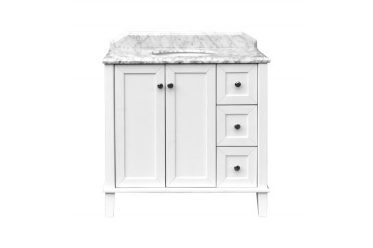 Coventry 90 x 55 Satin White Vanity with Real Marble Top & Ceramic Undercounter Basin