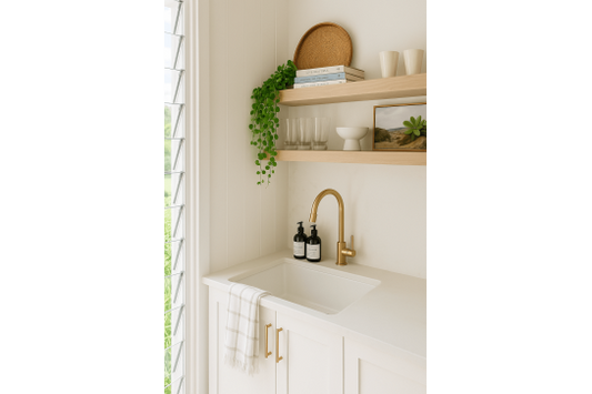 Cuisine 60 x 46 Inset / Undermount Fine Fireclay Gloss White Sink