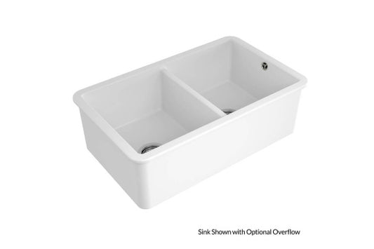 Cuisine 85 x 46 Double Inset / Undermount Fine Fireclay Gloss White Sink