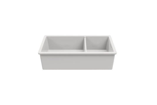 Cuisine 93 x 48 One and a Half Bowl Inset / Undermount Fine Fireclay Gloss White Sink