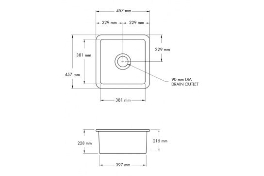 Cuisine 46 x 46 Inset / Undermount Fine Fireclay Gloss White Sink