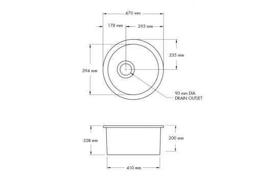 Cuisine Round 47 Inset / Undermount Fine Fireclay Gloss White Sink