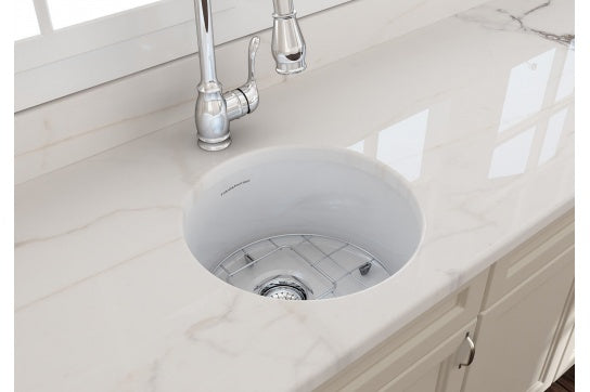 Cuisine Round 47 Inset / Undermount Fine Fireclay Gloss White Sink — Fireclay & Ceramic, Kitchen Sinks