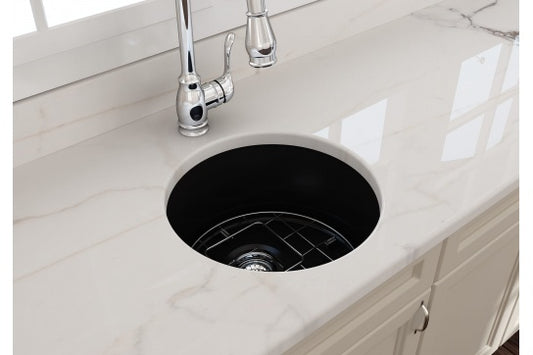 Cuisine Round 47 Inset / Undermount Fine Fireclay Matte Black Sink