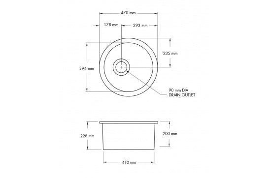 Cuisine Round 47 Inset / Undermount Fine Fireclay Matte White Sink