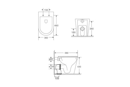 Package - Fino WhisperFlush Gloss White Floor Mounted Pan & Thin Seat + Geberit In-wall Cistern + Flush Plate