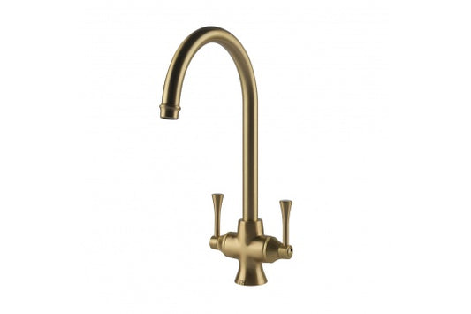 Gosford Double Sink Mixer - Brushed Brass