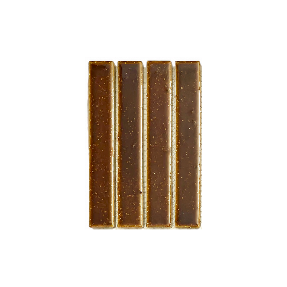 Kisarazu Amber Japanese Look Kit Kat Mosaic Tile, close-up of glaze and chips