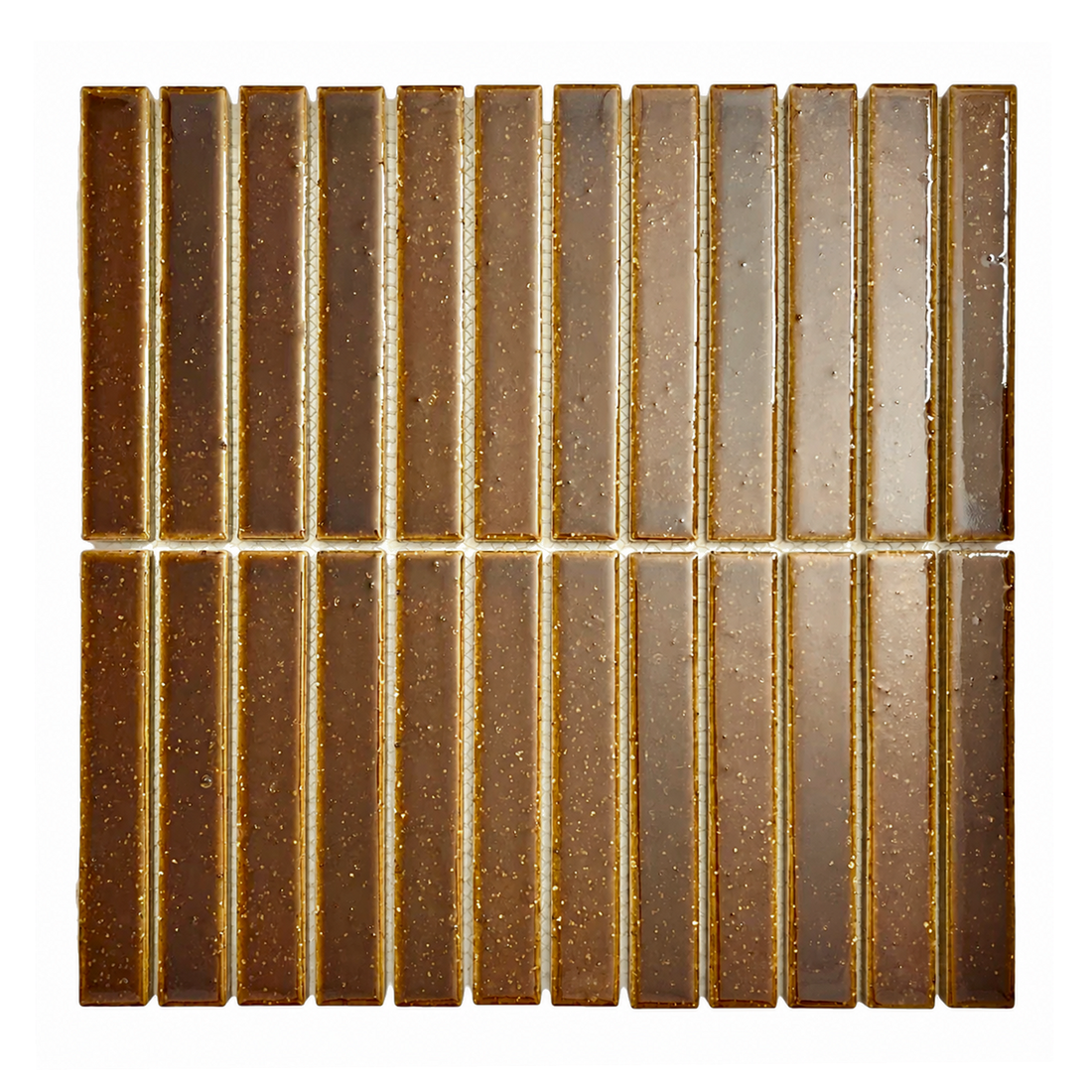 Kisarazu Amber Japanese Look Kit Kat Mosaic Tile, front view of complete sheet