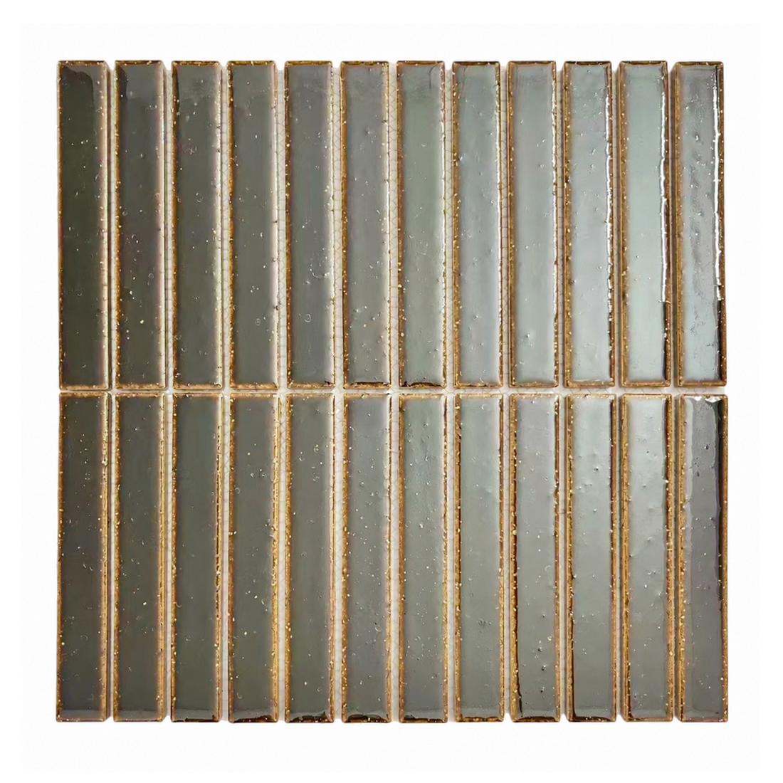 Kisarazu Espresso Japanese Look Kit Kat Mosaic Tile, front view of complete sheet