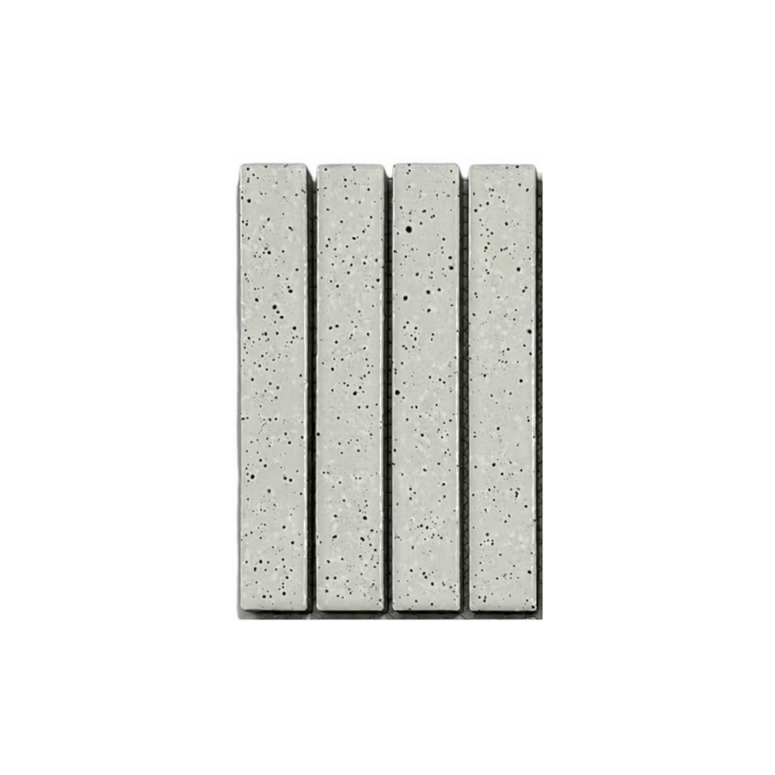 Kisarazu Glossy Light Grey Japanese Look Kit Kat Mosaic Tile, close-up of glaze and chips