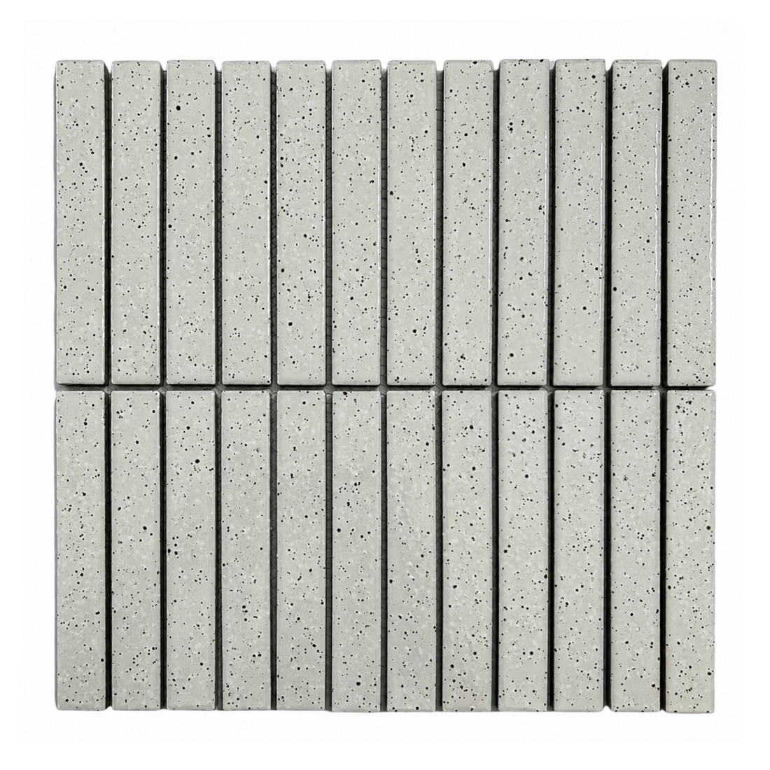 Kisarazu Glossy Light Grey Japanese Look Kit Kat Mosaic Tile, front view of complete sheet