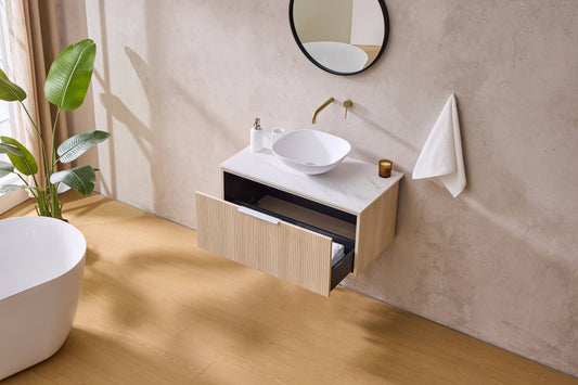 Kliff Fluted Wood Grain Vanities Coastal Oak LK-MK900W-CO