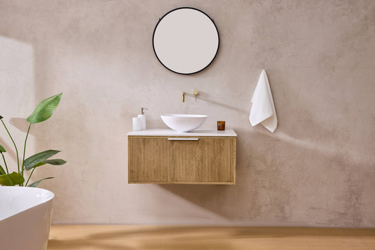 Kliff Fluted Wood Grain Vanities Prime Oak LK-MK750W-PO