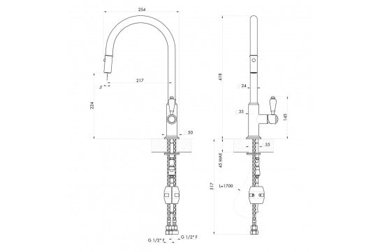 Ludlow Pull Out Sink Mixer - Brushed Brass